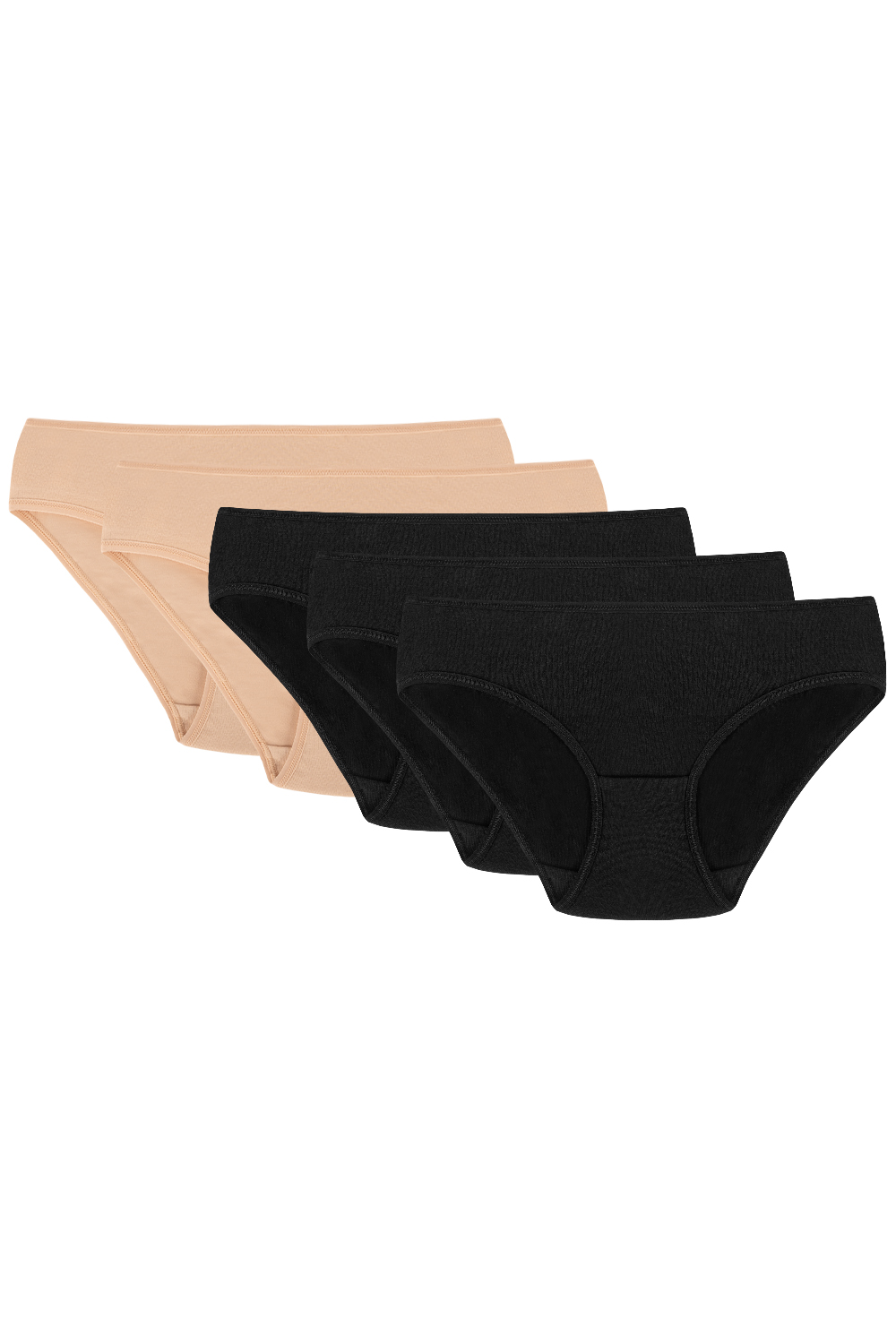 Vivisence slip culotte classique 4003 5-pack, beige/beige/noir/noir/noir