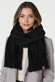 Vivisence Femme Écharpe Hivernale Laine Et Coton Douce Et Chaude Au Quotidien, noir