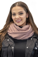 Vivisence Fashionable Winter Set For Women Hat With Pom-Pom And Matching Chimney Made Of Warm Yarn With Trendy Weave Soft Fleece Lining Perfect For Cold Winter Days, powder pink