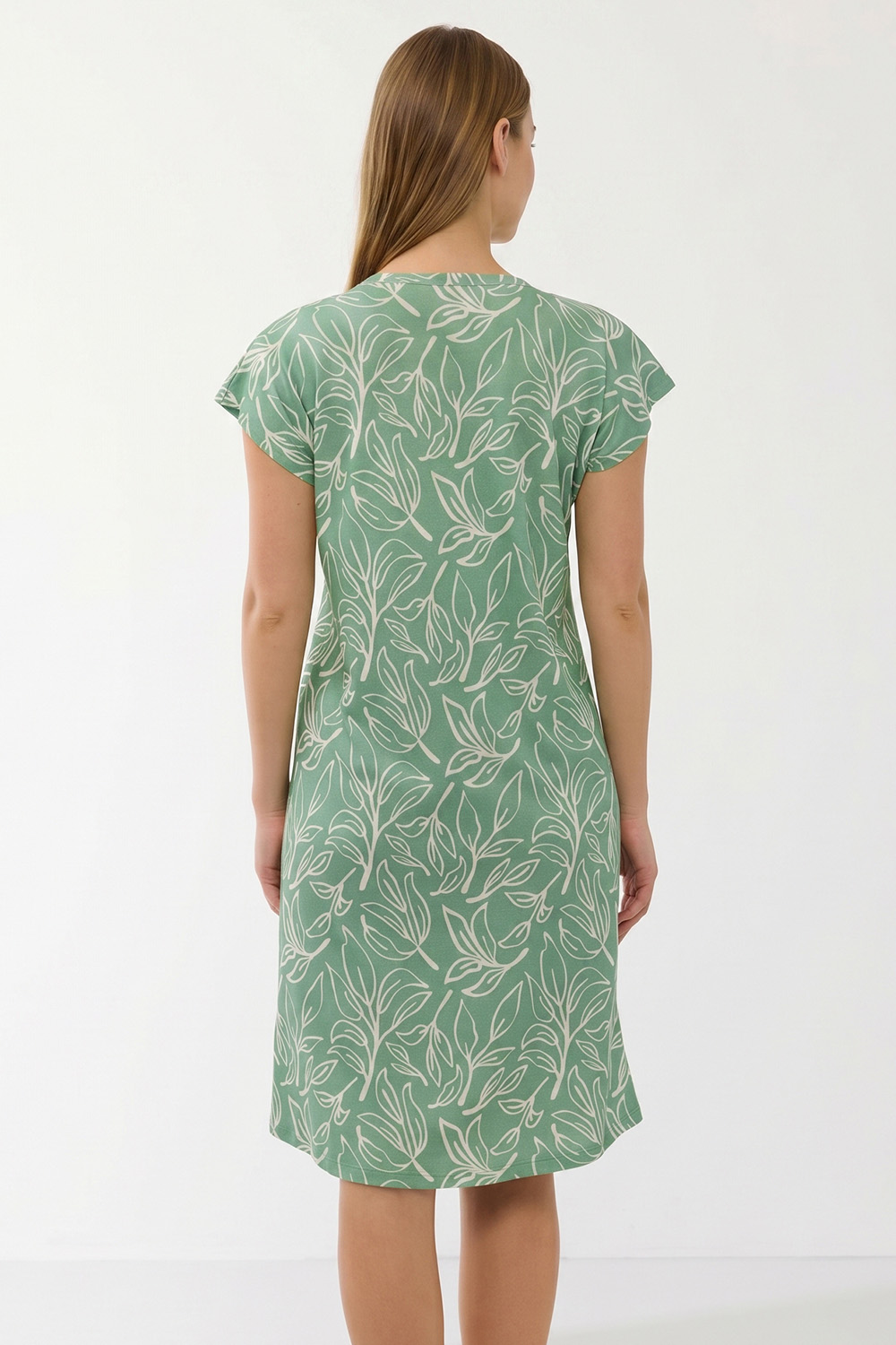 Vivisence Women Nightdress Cotton Blend Short Sleeve Breathable Comfort, mint