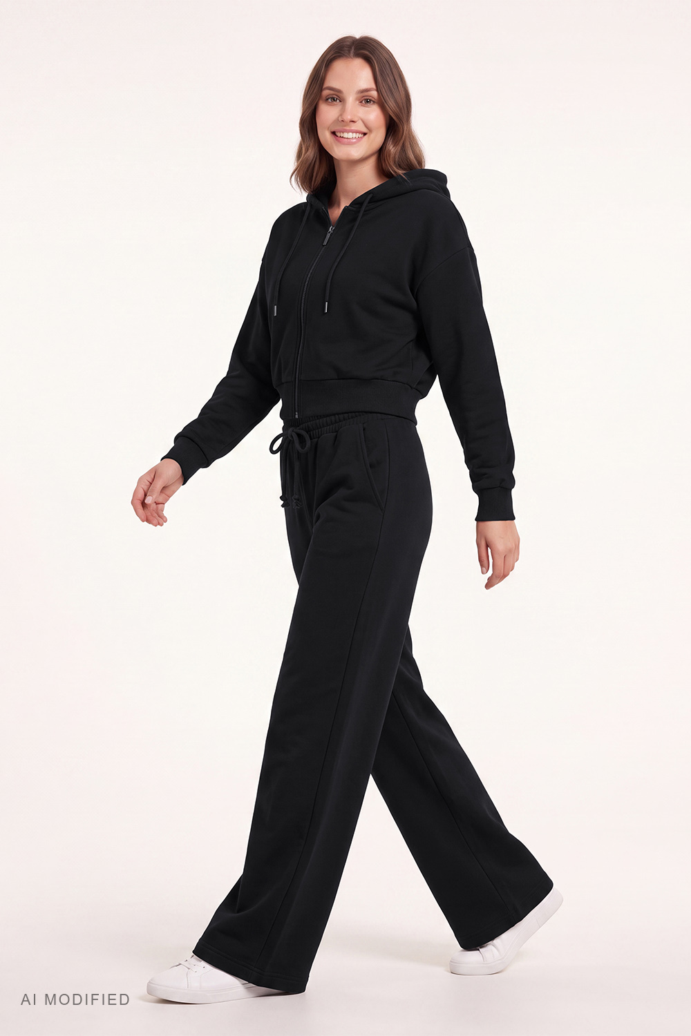Vivisence ensemble détente coton survêtement femme zippé, noir