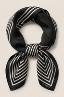 Vivisence Carré de Soie Femme 65 x 65 cm, Foulard en Soie Naturelle 14 Momme, Bords Roulottés à la Main, Noir/Blanc