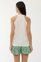 Vivisence Womens Pajama Set Cotton Blend Breathable Sleep Comfort, mint and white