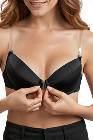 Vivisence Eve 1012 underwired push-up padded bra removable silicone straps backless - made in EU, black