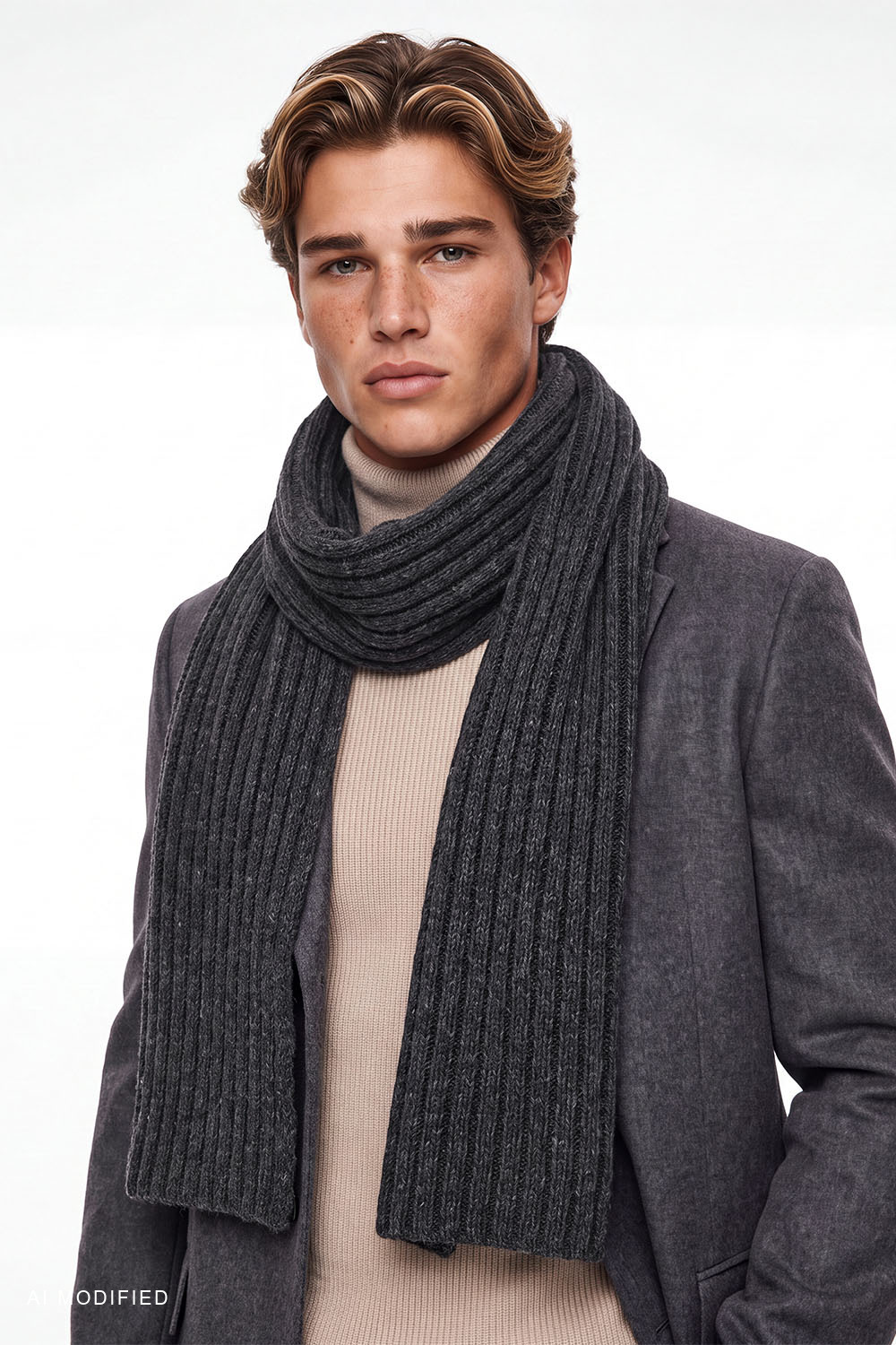 Vivisence Herrenschal Strick für Männer Akryl Wolle Winteraccessoire, dunkelgrau