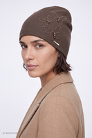 Vivisence Women's Beanie Hat Knitted Wool Blend Winter Fashion, brown