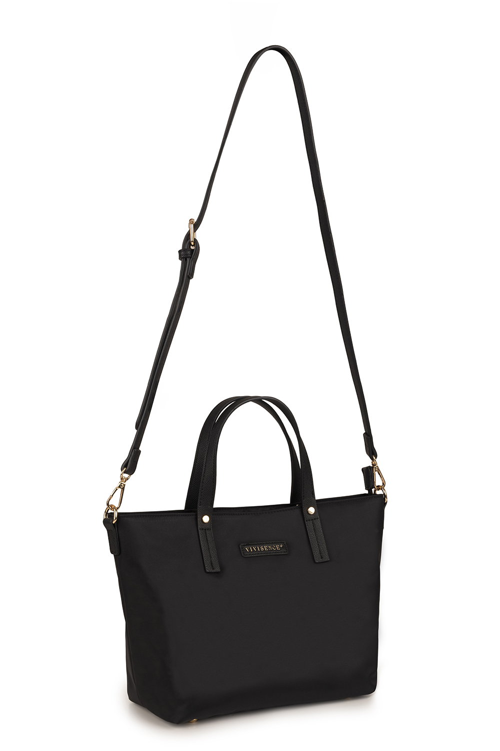 Vivisence Femme Sac À Main Fermeture éclair Avec Bandoulière Amovible, noir