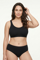 Vivisence Women’s Non Wired Soft Bra, Cotton Rich Everyday Comfort Bra with Unpadded Seamed Cups, Adjustable Straps and Hook and Eye Fastening, Black