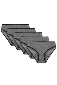 Vivisence Dame Slip Unterhose Klassisch Komfortabel Trendig Alltag Unterwäsche 4016, schwarzes Gummiband:graphit 5-pack