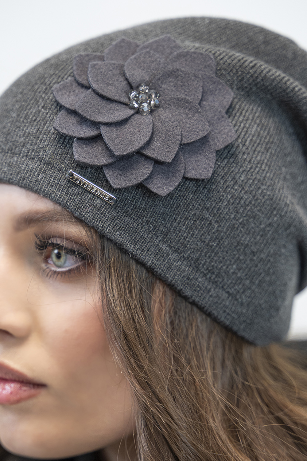 Vivisence Bonnet Et Écharpe Femme Pour L'automne et L'hiver Ensemble Chaud En Laine Avec Doublure Antistatique Pour Les Froids Jours Et Les Activités En Plein Air 7010Kmpl, gris foncé
