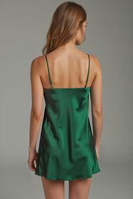 Vivisence Nightdress Satin Adjustable Straps Soft and Pleasant Fabric 2039, green