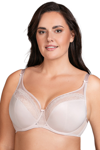 Vivisence Damen Soft BH Mit Weicher Spitze Komfortabler Passform Und Sicherem Halt Fuer Alltag Und Dekollete, Beige