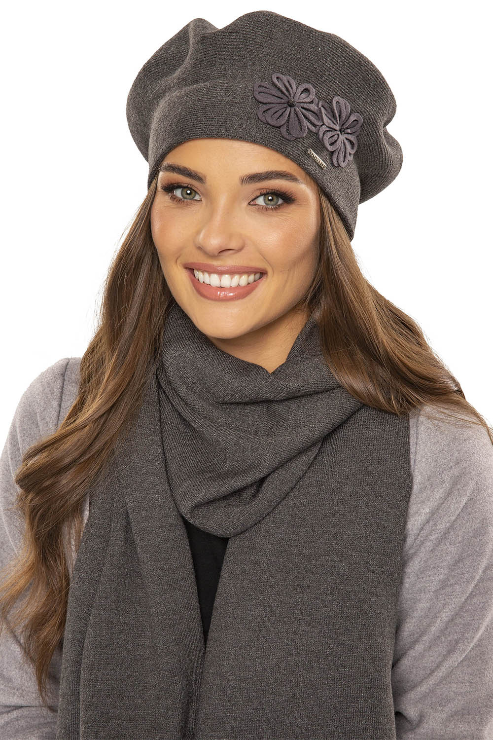 Vivisence Warm Thick Winter Beret For Women Ideal For Cold Days 7007, dark grey