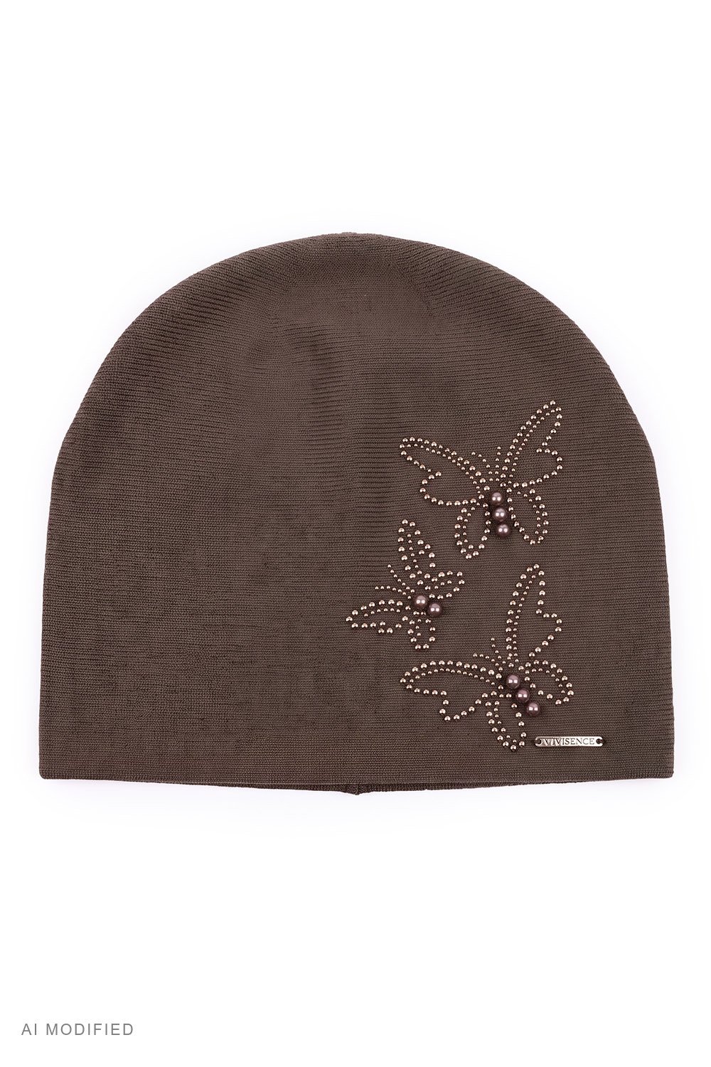 Vivisence Women's Beanie Hat Knitted Wool Blend Winter Fashion, brown
