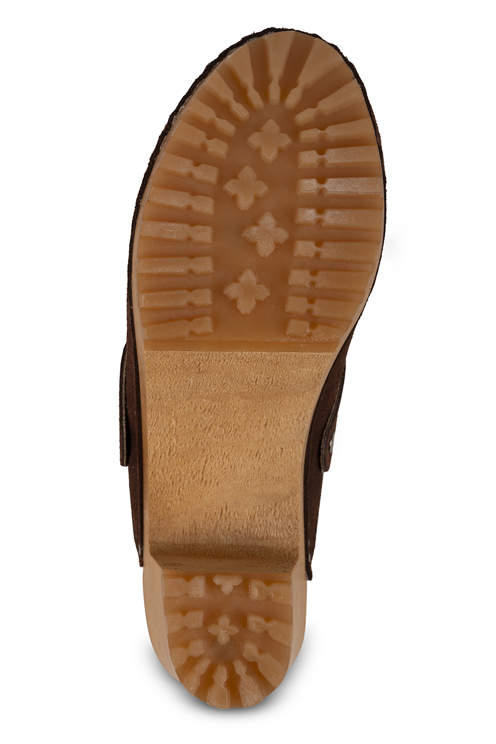Vivisence Women’s Suede Clogs, Wooden Sole, Closed Toe Slip On Shoes with Buckle, Comfortable Wear, dark brown