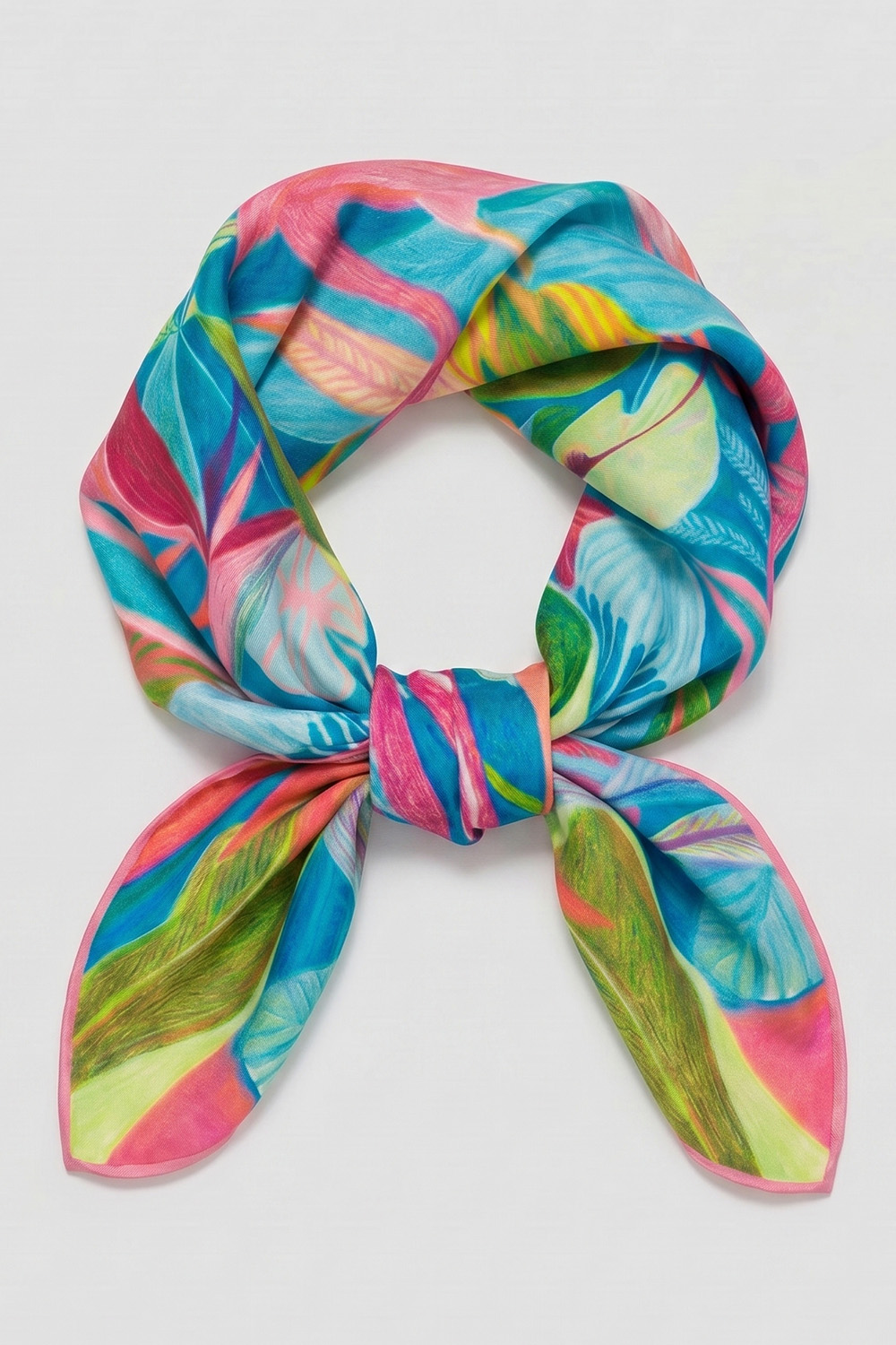 Vivisence Women Silk Neck Scarf Hand Rolled Edges Versatile Styling Lightweight, blue/pink