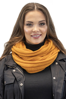 Vivisence Fashionable Winter Set For Women Hat With Pom-Pom And Matching Chimney Made Of Warm Yarn With Trendy Weave Soft Fleece Lining Perfect For Cold Winter Days, honey