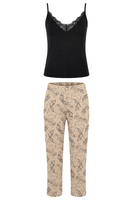 Vivisence Damen Nachtwäsche Set Dreiteilig Mit Spitze Komfort Und Stil Für Jede Nacht, beige-schwarz