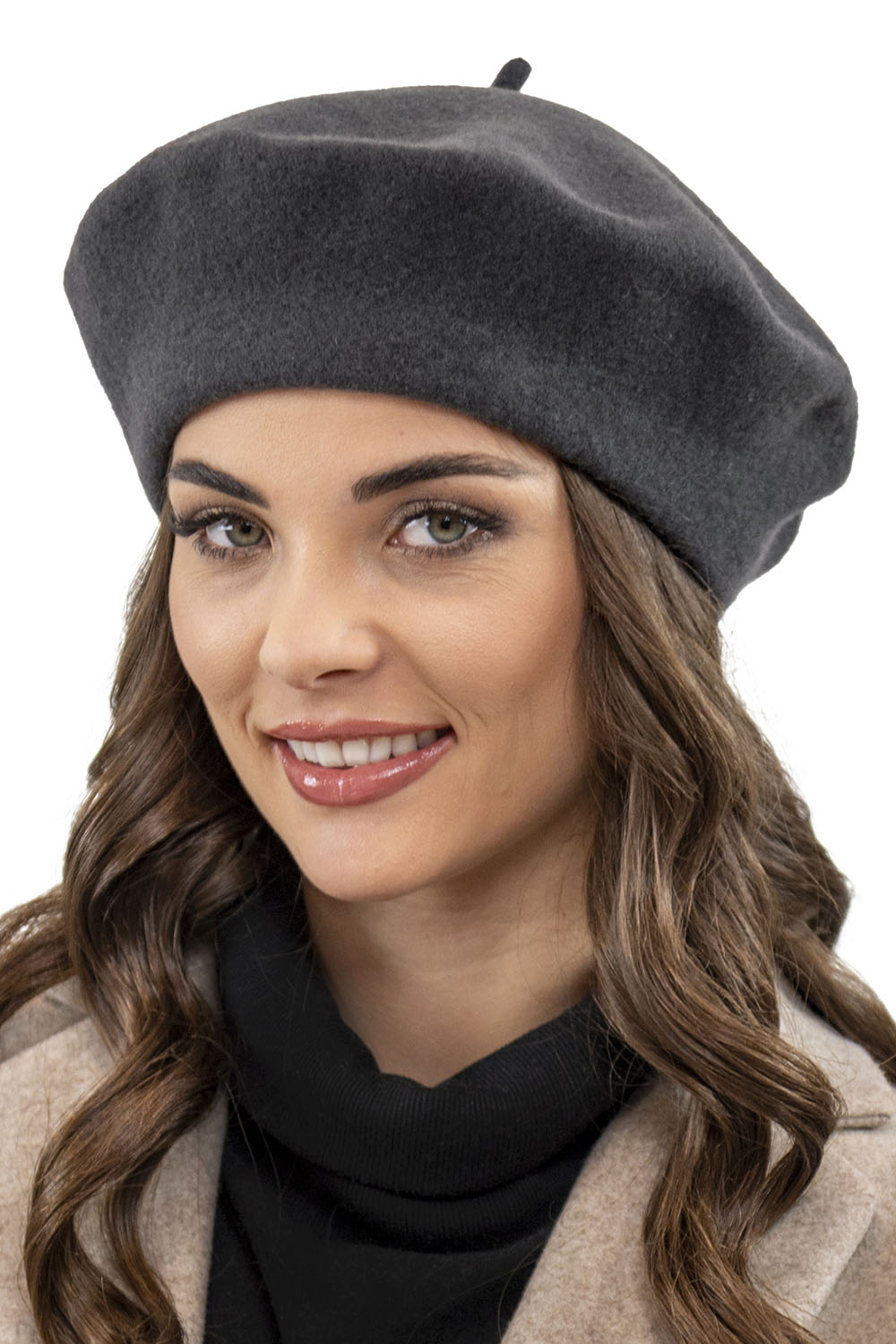 Vivisence Béret En Laine Femme Pour L’Hiver Idéal Pour Les Jours Froids 7073, gris foncé