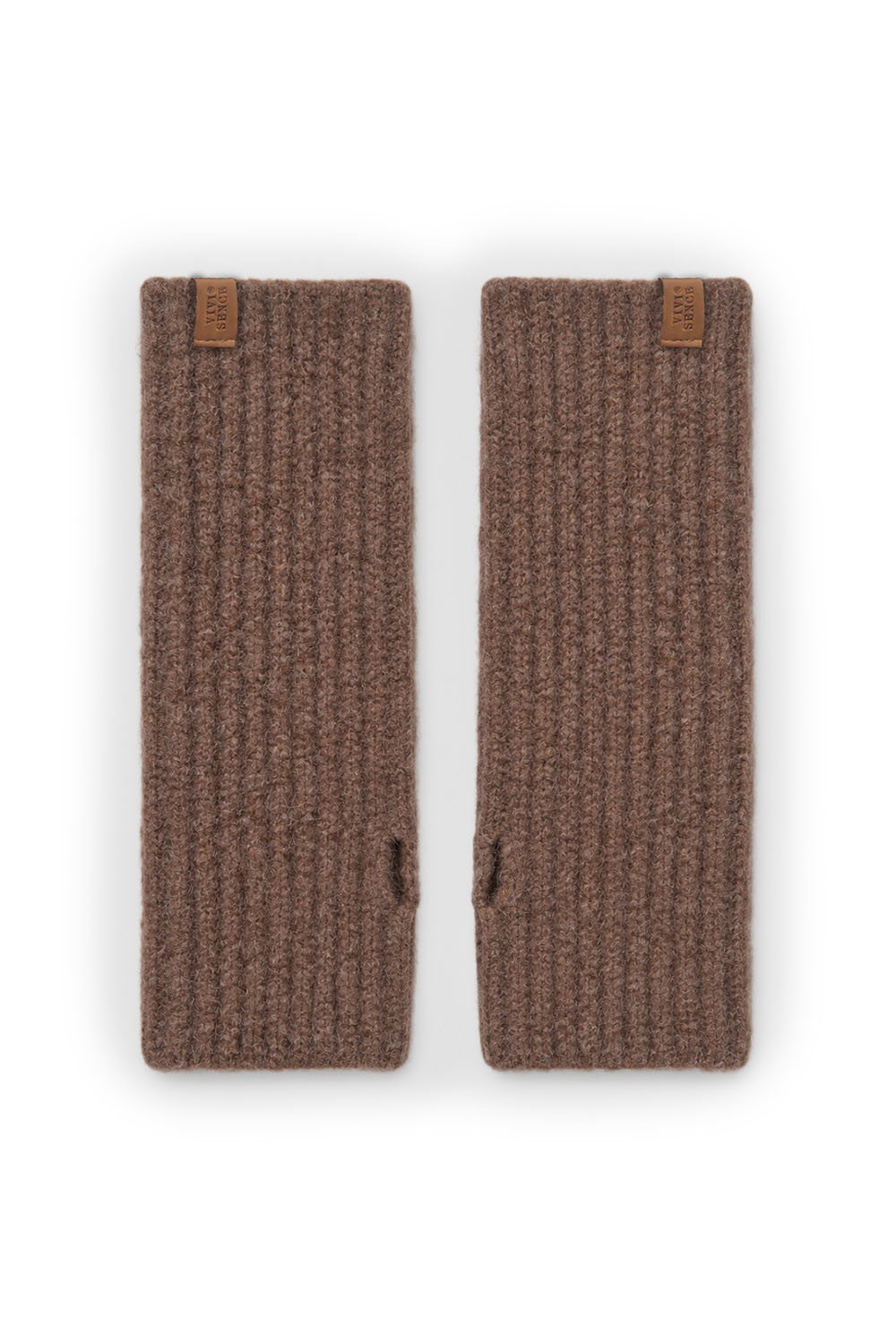 Vivisence women's fingerless gloves with thumb hole warm knitwear, brown