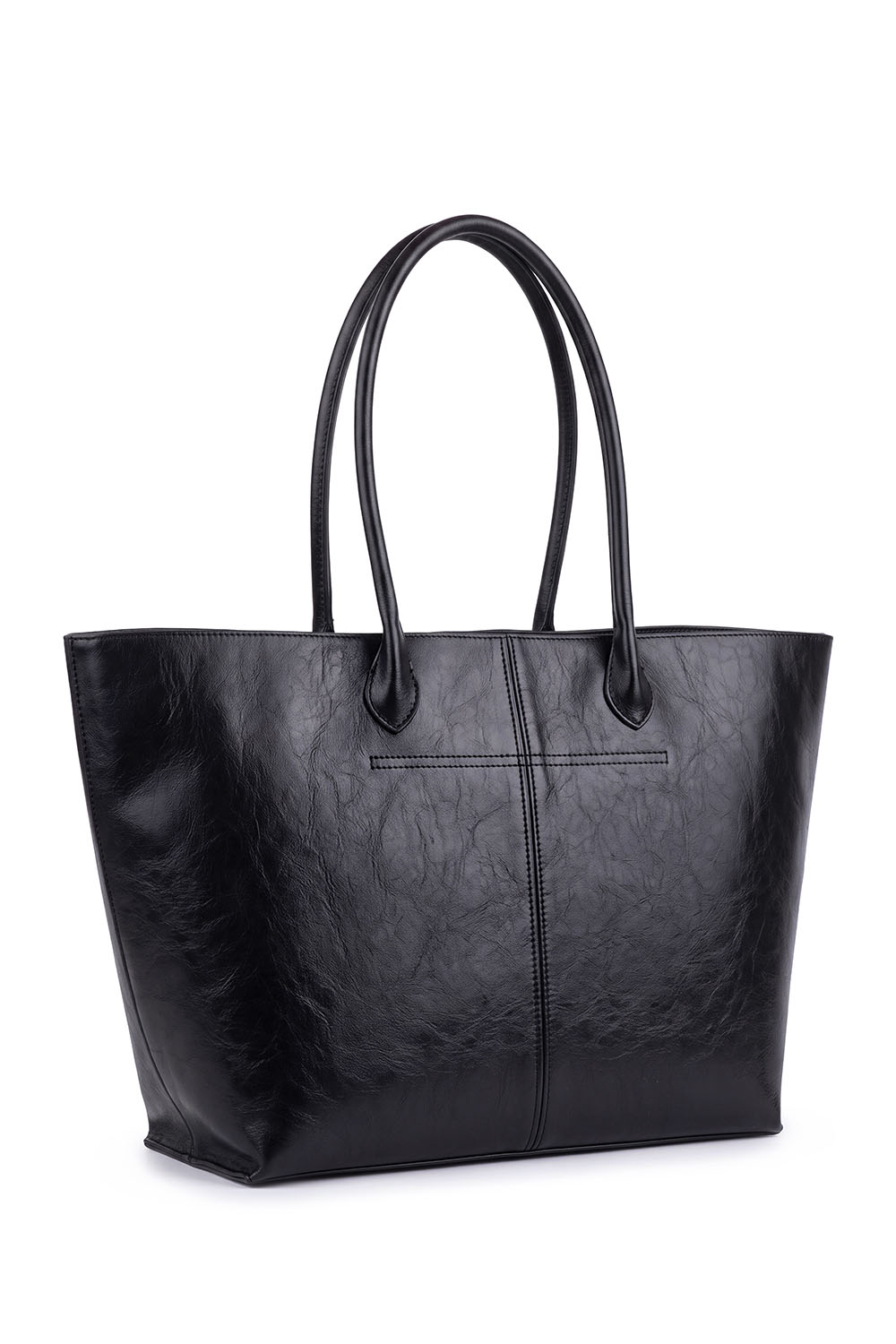 Vivisence sac porté épaule shopper polyuréthane sac cabas femme, noir