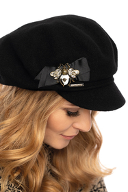 Vivisence Casquette Femme Hiver Élégante Fait Main Pour L’Automne 7063, noir