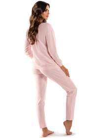 Vivisence Dame Schlafanzug 2-teiliges Set Pyjama Bluse Hose Gemustert Tupfen 2023, Pink