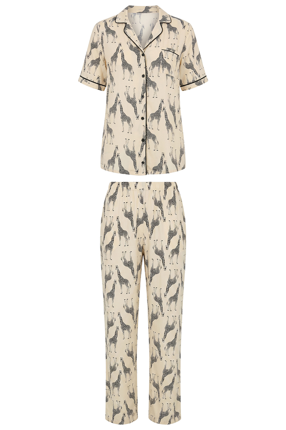 Vivisence Femme Pyjama Viscose Douce Boutons Et Poches Confort Nuit Respirant, beige