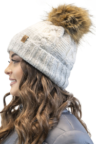 Vivisence Damen Bommelmütze Winter Fleecefutter Bommel Perfekte Passform 70101, hellgrau