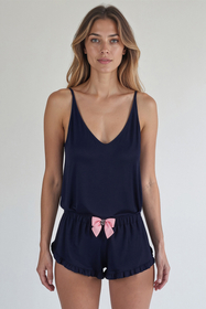 Vivisence Femme Pyjama Set Viscose Nœud Déco Confort Pour la Nuit D'été 2044,