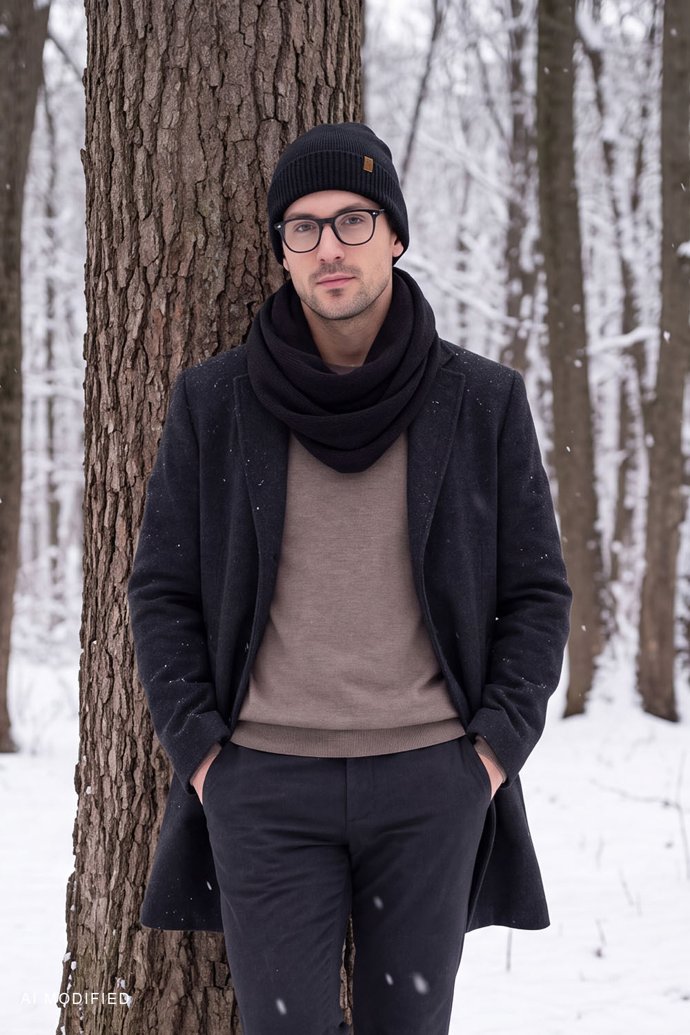 Vivisence Herren Mütze Merinowolle klassisch Beanie Winter, schwarz