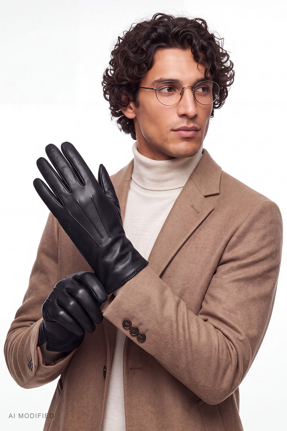 Vivisence Herren Lederhandschuhe mit Wollfutter, schwarz