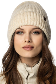 Vivisence Bonnet Pour Femme L'automne et L'hiver Classique En Fil Côtelé Chaud Avec Ourlet Renversé Parfaitement Ajusté À La Tête Sans Doublure Polaire Éco-Cuir Journées Froides 70104, écru