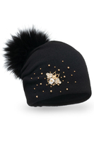 Vivisence Bonnet À Pompon Femme En Laine Vierge Fait Main Pour L’Hiver 7079, noir