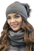Vivisence Damen Bommelmütze Winter Bommel Klassischen Stil Verlängerter Sitz 70105, graphit