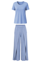 Vivisence ensemble détente viscose pyjama femme tenue d'intérieur, bleu