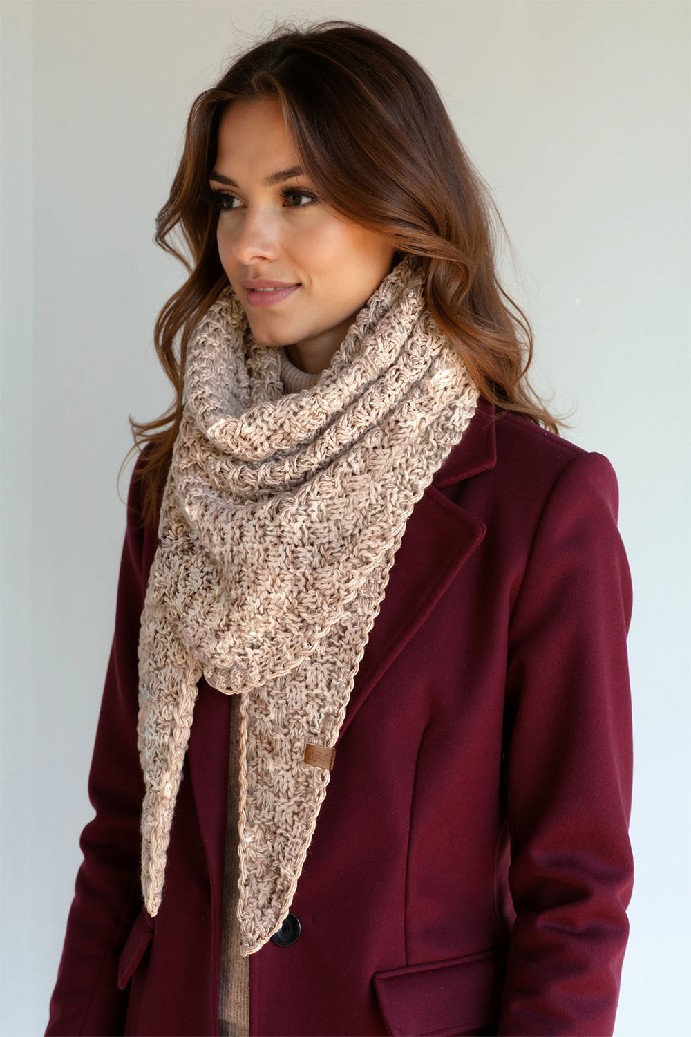 Vivisence Damenschal Weiche Warme Strickoptik Für Stilvolle Wintertage, Beige