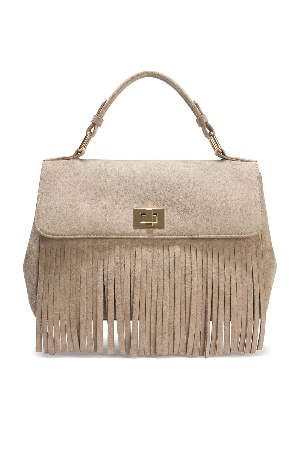 Vivisence Women Top Handle Handbag Fringe Detail Adjustable Strap Easy Wear, Grey