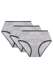 Vivisence Culotte Classique Slip pour Femme Lot de 3 Figi Silhouette Élégante 4016, bande noire : gris