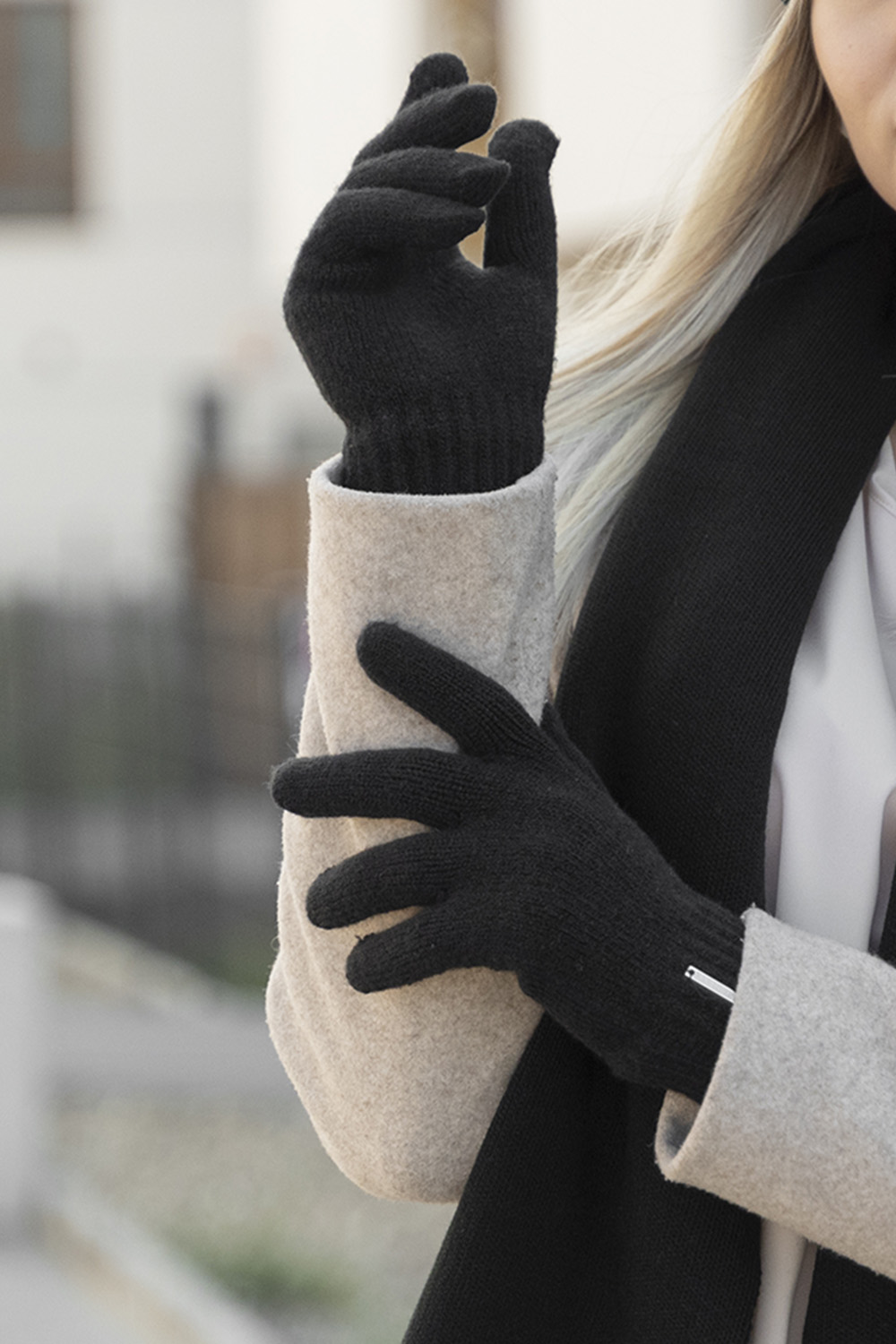 Vivisence Damen Handschuhe Winter Aus Warmem Garn Perfekt für Kalte Tage 7204, schwarz