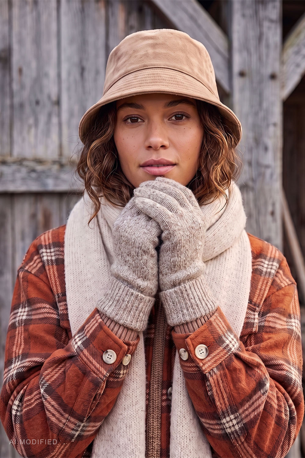 Vivisence Damen Strickhandschuhe mit Bündchen warm und elastisch, beige