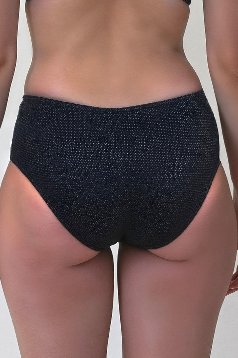 Vivisence Culotte De Bain Femme Taille Haute Fronces Confort Sculptant, noir-brillant