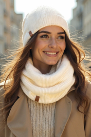 Vivisence Damen Mütze Mit Merinowolle Sanft Zur Haut Für Winterkomfort, ecru