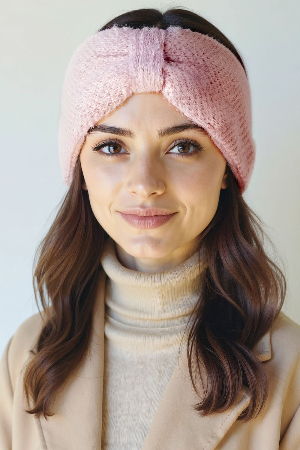 Vivisence Stirnband Damen Weiche Strick Optik Wärmt Ohren An Kalten Tagen, Pink