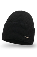 Vivisence Bonnet Femme Doux Tricoté Avec Revers Doublure Intérieure Hiver 7096, noir