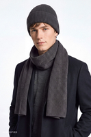 Vivisence Herren Beanie aus Wolle, elastische Mütze für Alltag, Strick, dunkelgrau