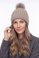 Vivisence Women's Knitted Set Wool Silk Beanie and Scarf, beige