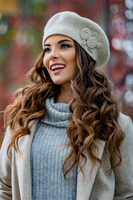 Vivisence Femme Ensemble Élégant Béret Et Écharpe Automne et Hiver En Laine Style Classique Ajustement Parfait Confort Thermique Accessoire Idéal Pour Les Froides Journées 7037Kmpl, beige