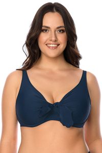 Vivisence Womens Underwire Swim Bra Non Padded with Tie Front Adjustable Straps for Full Bust Support, dark blue