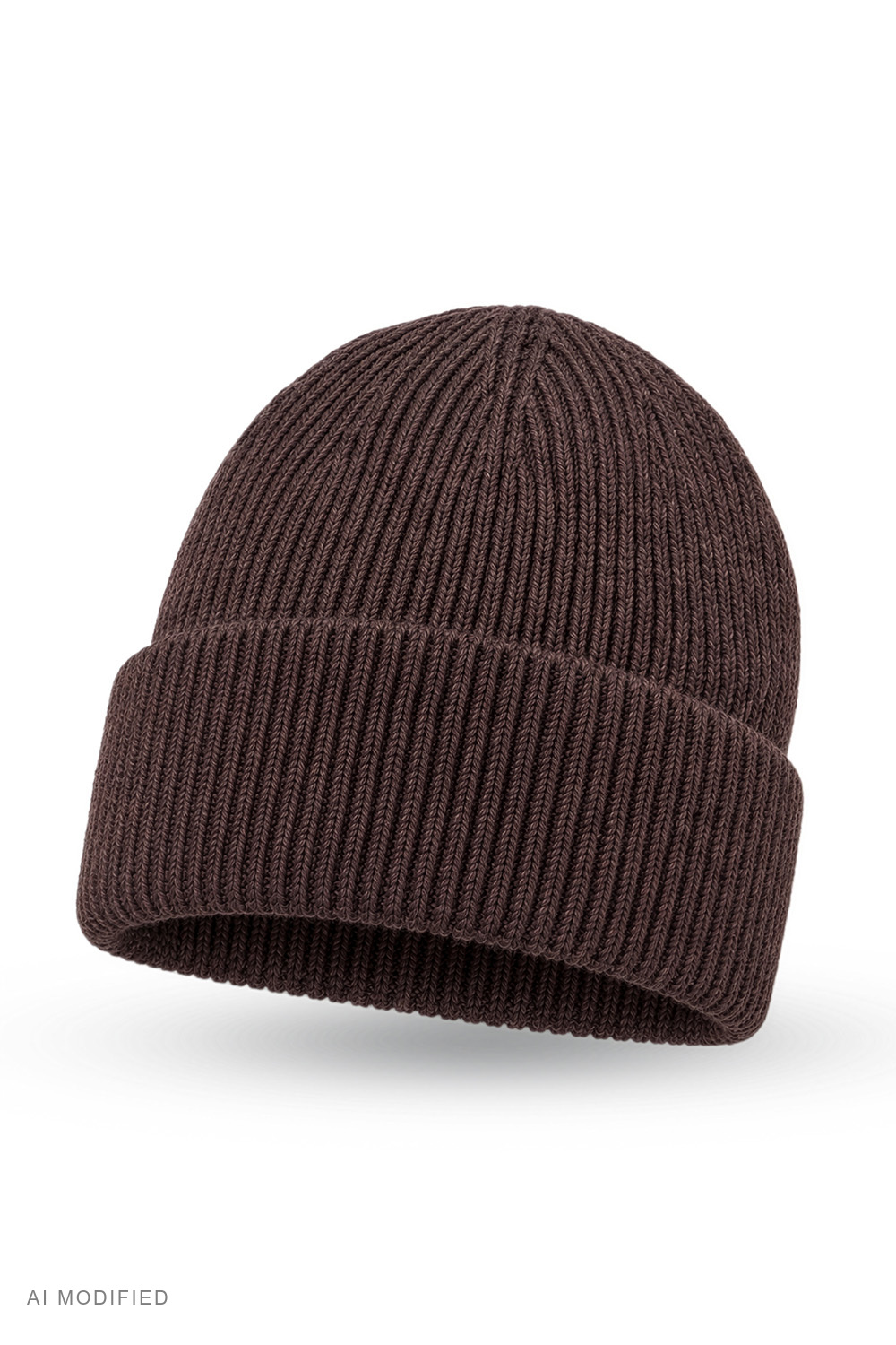 Vivisence Classic Men's Wool-Blend Beanie Hat Ribbed Knit, brown